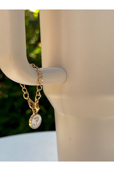 YuccaCo Accessorize Your Life White Thermos Compatible Accessory with Letter P/Letter P Thermos Charm/Letter Thermos Ornament