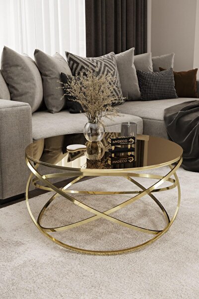 MYDECO Gezegen Orta Sehpa Gold Kaplama Bronz Ayna