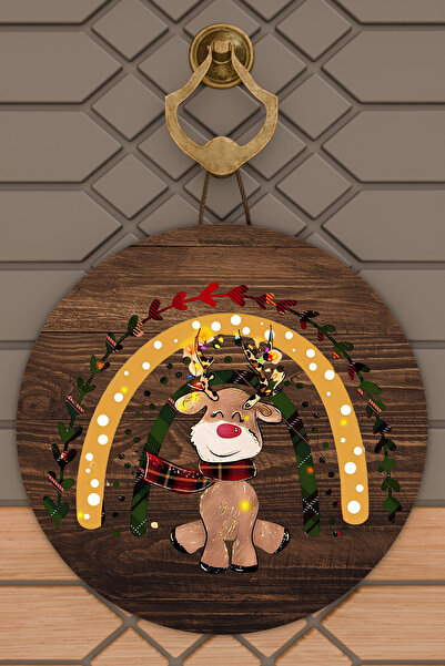 Dormot Yüksek Kaliteli Dijital Baskı, Yeni Yıl, Merry Christmas, Yılbaşı temalı Kapı süsü, Duvar Süsü