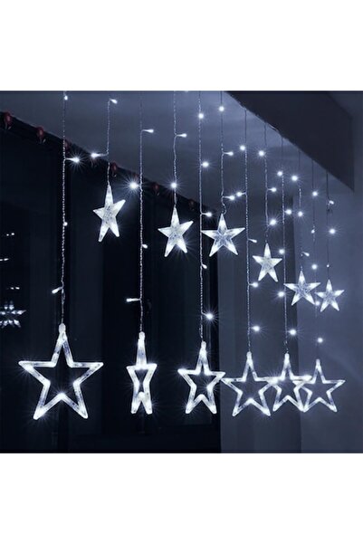 PORKY Shop LED Curtain Lights 12 Stars Cold White 3.5m