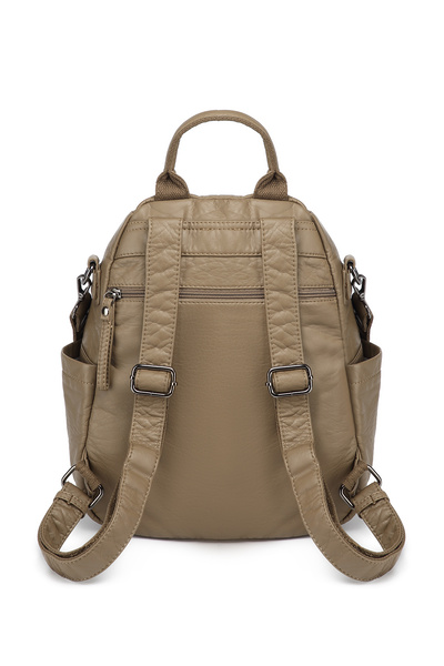 Hüvendo Barcelona Medium Size Multi-Pocket Shoulder Strap Sports and Casual Women's Backpack Mink