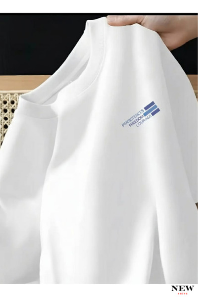 New Shine تي شيرت كبير الحجم مطبوع عليه نص