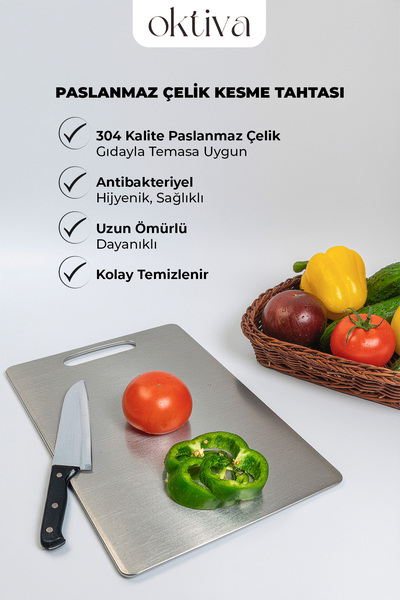 oktiva 304 Quality Stainless Steel Cutting Board Set of 3 - Small Size + Medium Size + Large Size