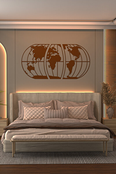 SWS Design Metal Dünya Haritası Duvar Tablosu Ofis&Ev Dekoru Sevdiklerinize Özel Hediye Dekoratif Obje