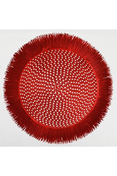 HOM Red Round Christmas Plate Holder with Pattern