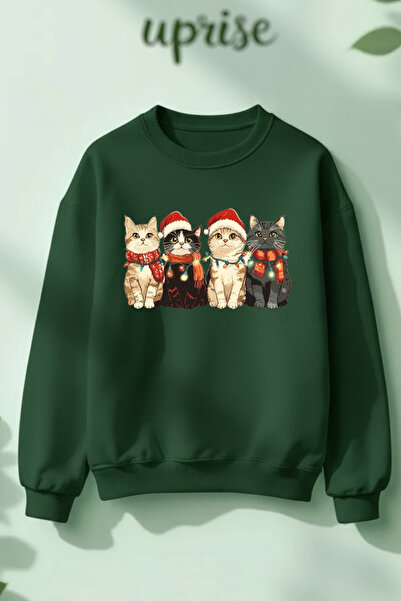 Vordevia سويت شيرت كاتي لعيد الميلاد مطبوع مصنوع من القطن بثلاثة خيوط وياقة د...