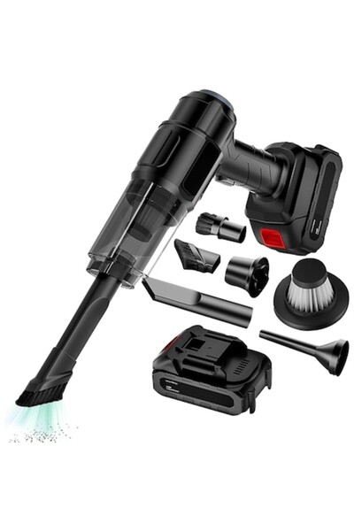 SokShop handheld vacuum with battery, 150W, 18.5V 1.3Ah, 7 accessories, black