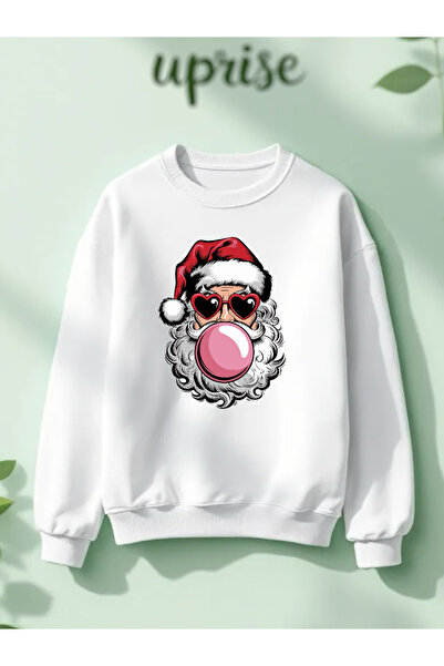 Vordevia سويت شيرت سانتا كلوز لعيد الميلاد مطبوع من القطن ذو قصة فضفاضة خيوط ...