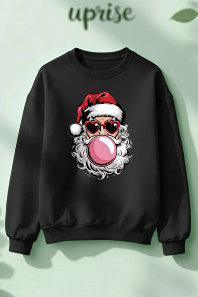 Vordevia سويت شيرت سانتا كلوز لعيد الميلاد مطبوع من القطن ذو قصة فضفاضة خيوط ...