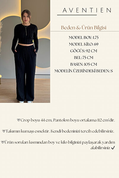 Aventien Ruffled Finger-Tuck Crop Black Two-Piece Set