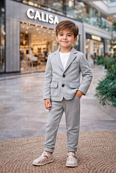 Calisa Boy's Stylish 3-Piece Set – Jacket, Pants, T-Shirt, Festive Combination