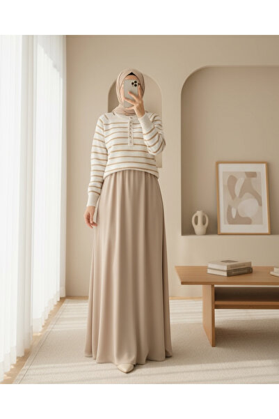 Modamorfo 15808 Buttoned Sweater - Biscuit