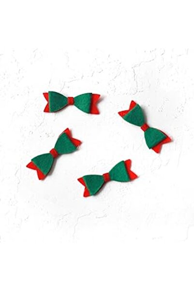 Tuncel Store نمط اللباد، فيونكة حمراء مع أخضر (4 قطع)