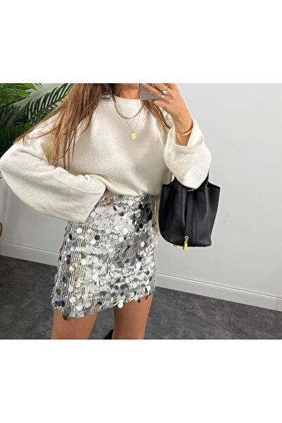 AYSİ COLLECTİON Sequin Skirt Stretch Fabric