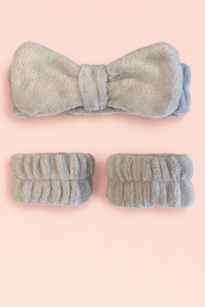 Lilalola Kawaii Peluş Saç Bandı Seti | Makyaj Saç Bandı + Bileklik | Yumuşak ...