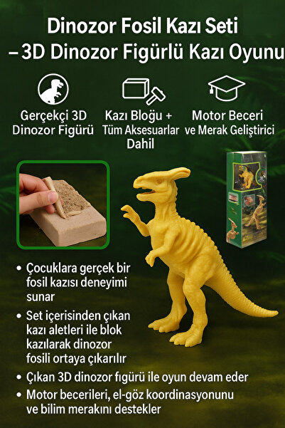 Tamsena Store Dinozor Fosil Kazı Seti – 3D Dinozor Figürlü Kazı Oyunu