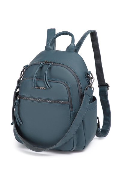 Hüvendo Barcelona Medium Size Multi-Pocket Shoulder Strap Sports and Casual Women's Backpack Jeans Blue