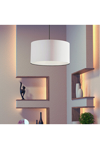 Art&Gift Dekoratif Mini Tekli Kumaş Sarkıt Hol Mutfak Çalışma Odası Avize Krem