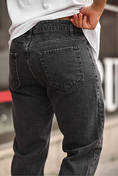 comstar Men's Loose Fit Basic High Waist Anthracite Baggy Trousers