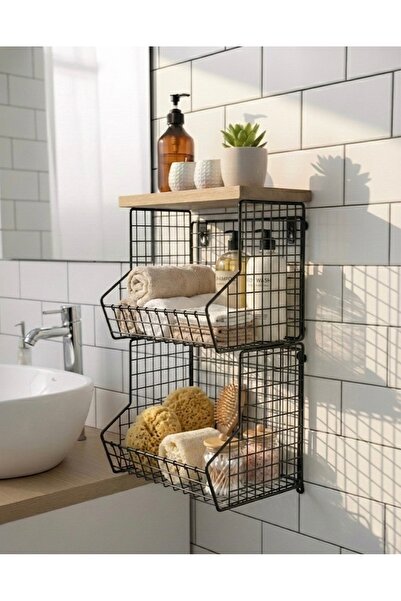 özmert منظم حمام خشبي بطبقتين باللون الأسود