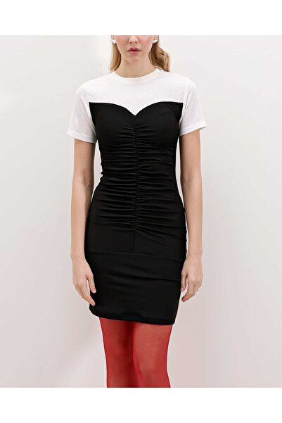 Modamorfo 2472 Μίνι Φόρεμα Μαζευμένο - Μαύρο