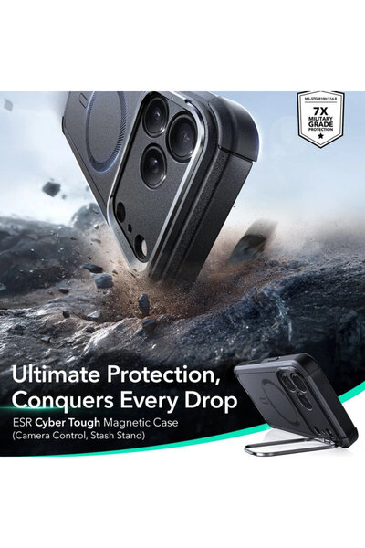 ESR iPhone 17 Pro Case Cyber Armor Kickstand, black