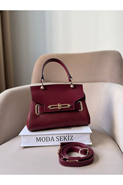 Moda Sekiz Women's Premium Quality Lock Detail Accessory Crossbody Hand and Shoulder Bag