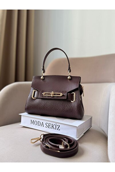 Moda Sekiz Women's Premium Quality Lock Detail Accessory Crossbody Hand and Shoulder Bag