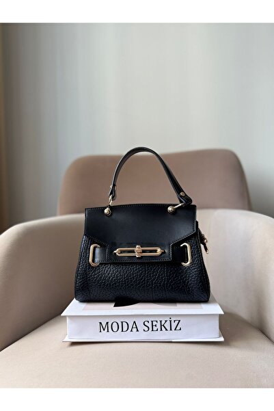 Moda Sekiz Women's Premium Quality Lock Detail Accessory Crossbody Hand and Shoulder Bag