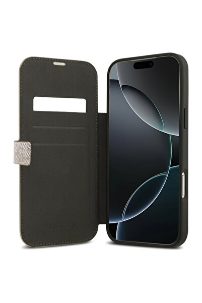 Guess Book 4G Metal Logo Wallet Case for iPhone 17 Pro, Pink