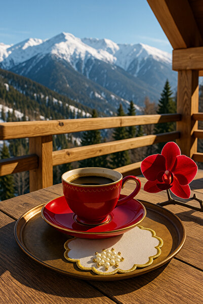 Durushe Round Coffee Presentation Napkin with Pearl and Gold Detail – Handcra...