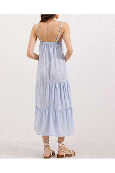 Modamorfo 2403 Strap Midi Dress - Blue