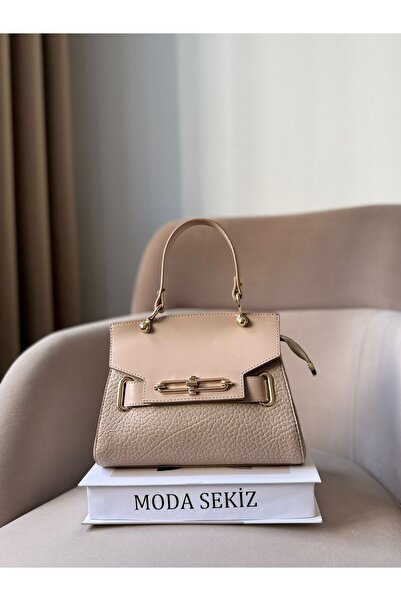 Moda Sekiz Women's Premium Quality Lock Detail Accessory Crossbody Hand and Shoulder Bag