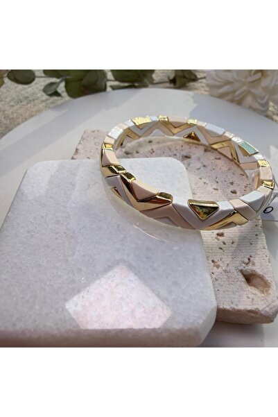 Generic Brand Cream White Zigzag Pattern Rubber Bracelet