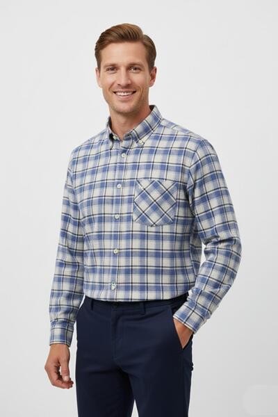 hodbehod Ανδρικό χειμερινό κλασικό πουκάμισο με μία τσέπη BGL-ST04990