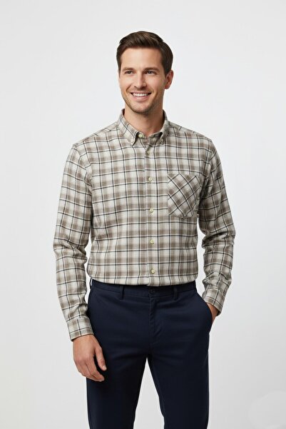 hodbehod Ανδρικό χειμερινό κλασικό πουκάμισο με μία τσέπη BGL-ST04990