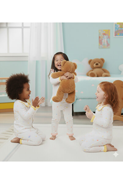 Bebelove Girl's Combed Cotton Pajamas with Buttons – Soft Fabric, Ruffled Pattern Transitional Sets