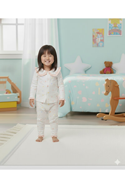 Bebelove Girl's Combed Cotton Pajamas with Buttons – Soft Fabric, Ruffled Pattern Transitional Sets