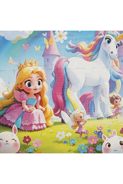 Tessari Round Puzzle - Princess with Unicorn (70 pieces)