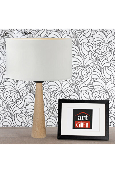 METEDEKOR Naturel Masif Ahşap Ayaklı Abajur Silindir Krem Kumaş Başlıklı Masa...