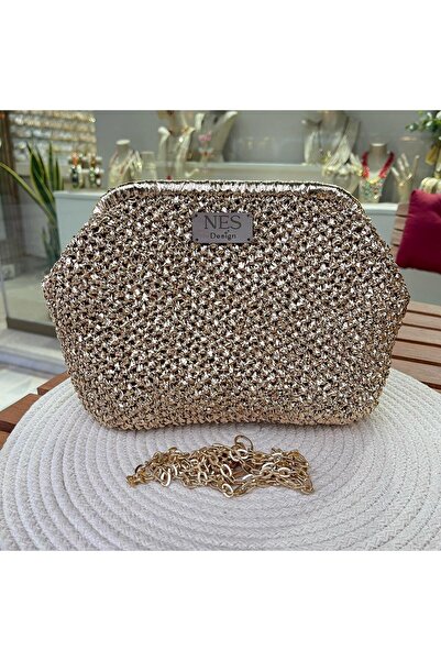 nesdesign Gold İpli Burslu Clutch Çanta