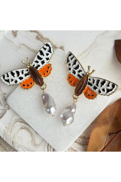 nesdesign أقراط متدلية على شكل فراشة من اللؤلؤ طراز ZR