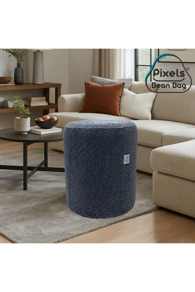 PixelsBeanBag Large round ottoman in boucle fabric from Pixel Bean Bag, for living room and bedroom
