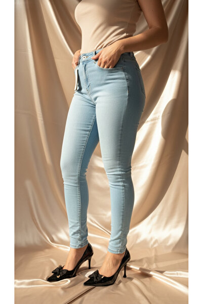LİBREPRİVE Women's High Waist Light Blue Skinny Jeans – Stretchy Stretch Fabr...