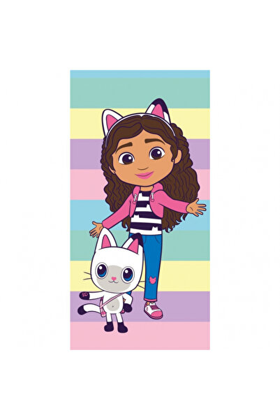 Gabby's Dollhouse Cotton beach towel, Pastel Stripes 70 x 140 cm