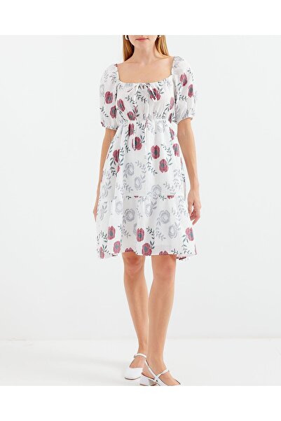 Modamorfo 2508 Μίνι φόρεμα με σχέδια - εκρού
