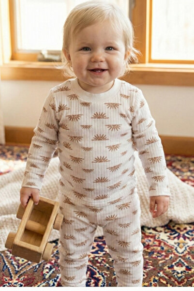 BUUFUU Children's Suit Cotton Long Sleeve Sun Patterned 1-3 Years Old