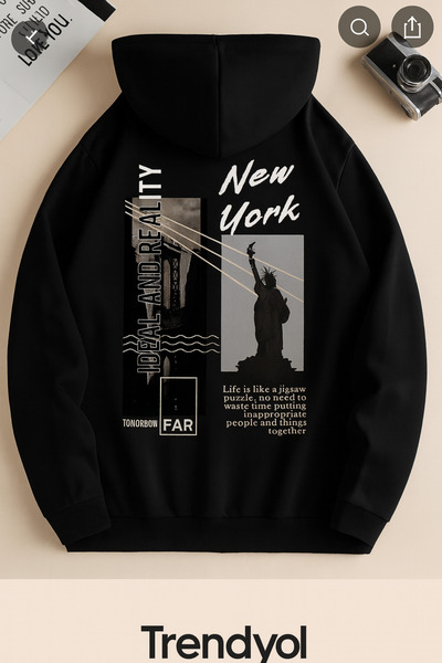 CLASSY.MODA “New York cu imprimeu cu glugă swea tricou , imprimeu pe spate cu tematică urbană, confortabil casual supradimensionat unisex”