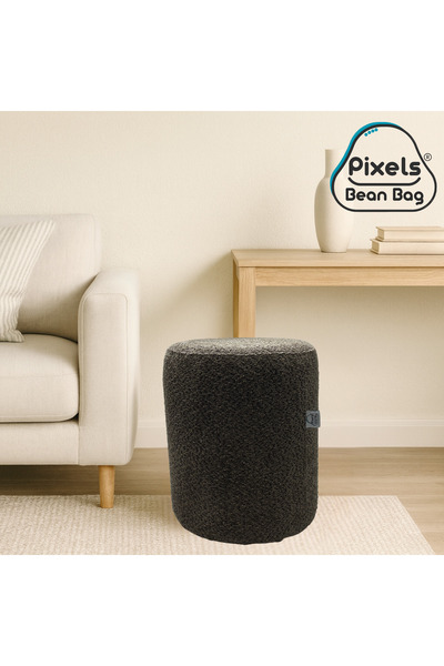PixelsBeanBag Large round ottoman in boucle fabric from Pixel Bean Bag, for living room and bedroom
