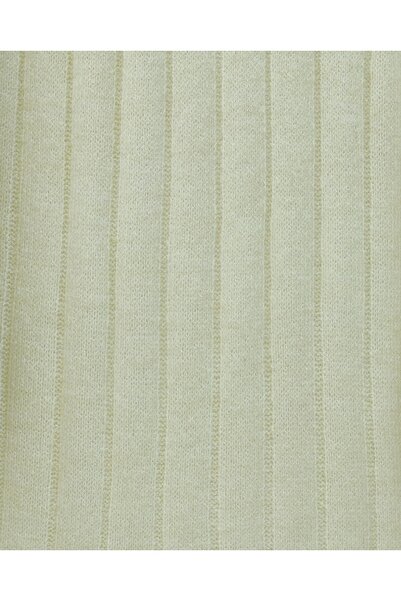 Modamorfo Corded Fabric Slit Long Knitwear Dress -Ecru